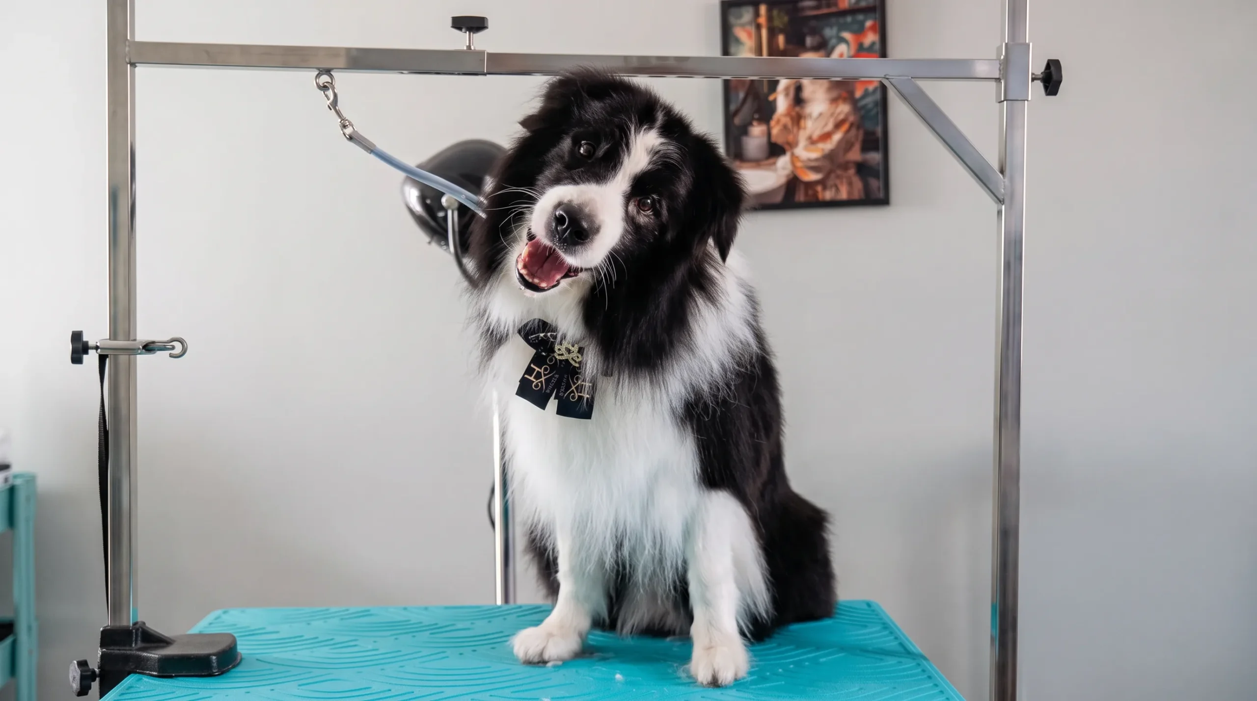 Un border collie in toelettatura